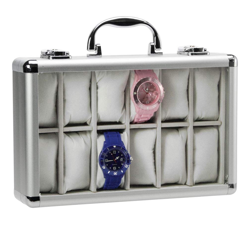 Safe 2652 Aluminium Carry Case for 12 Watches, Velvet White