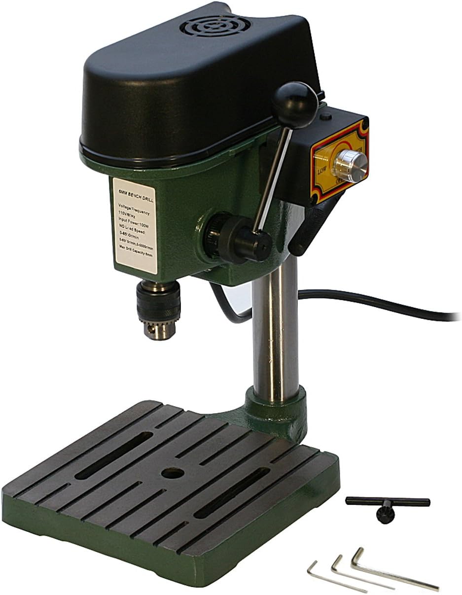 6.5 mm Mini Benchtop Drill Press Compact Drill Jewelry Making Hobby Bench Tool 3-Speed Max 8,500 RPM - DRL-300.00
