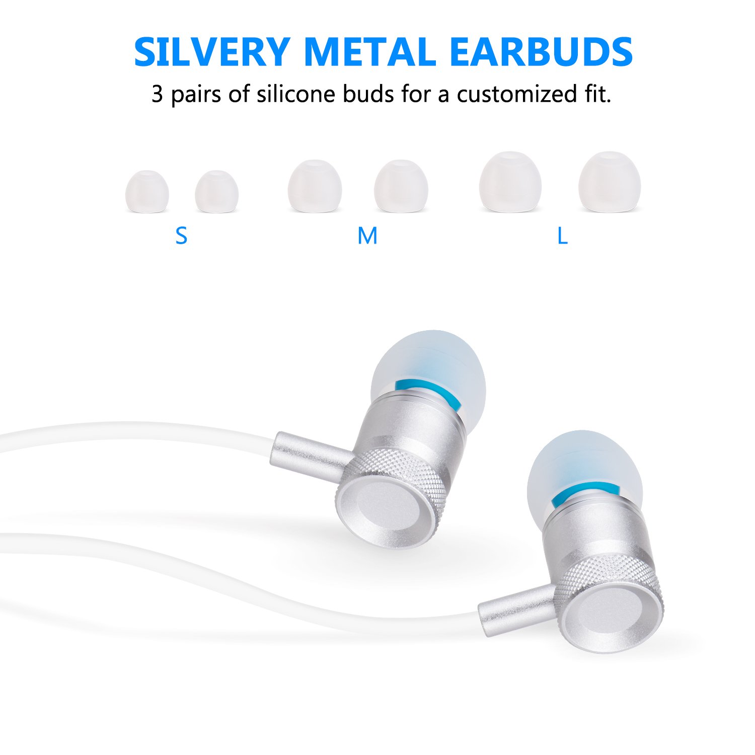 TOPLUS Kopfhörer In Ear Kopfhörer mit 3.5mm Klinkenstecker (Silber)