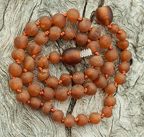 The Art of Cure Original Baltic Amber Necklace- Polished Handmade (Raw Cognac) for boy or girl – 12-12.5 Inches size