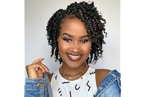 BOHOBABE 8 Inch Short Pre-twisted Crochet Passion Twists Hair - 8 Packs (1B)