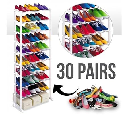 VDNSI Amazing Shoe Rack Portable with 10 Layer Holds Approx 30 Pairs Shoes