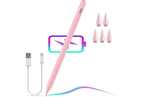 JIPINRUI iPad Pencil 2.5X Fast Charge Tilt Sensitivity Compatible with 2018-2024 iPad Pro 12.9"/11"/13-inch(M4), Apple Pencil for iPad 6th/7th/8th/9th/10th, iPad Mini 6/5, iPad Air 11/13(M2), Air 3/4/5(Pink)