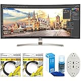 LG 38" 21:9 WQHD Curved IPS Monitor (38UC99-W) with 2x 6ft High Speed HDMI Cable Black, Universal Screen Cleaner for LED TVs &amp; Transformer Tap USB w/ 6-Outlet Wall Adapter