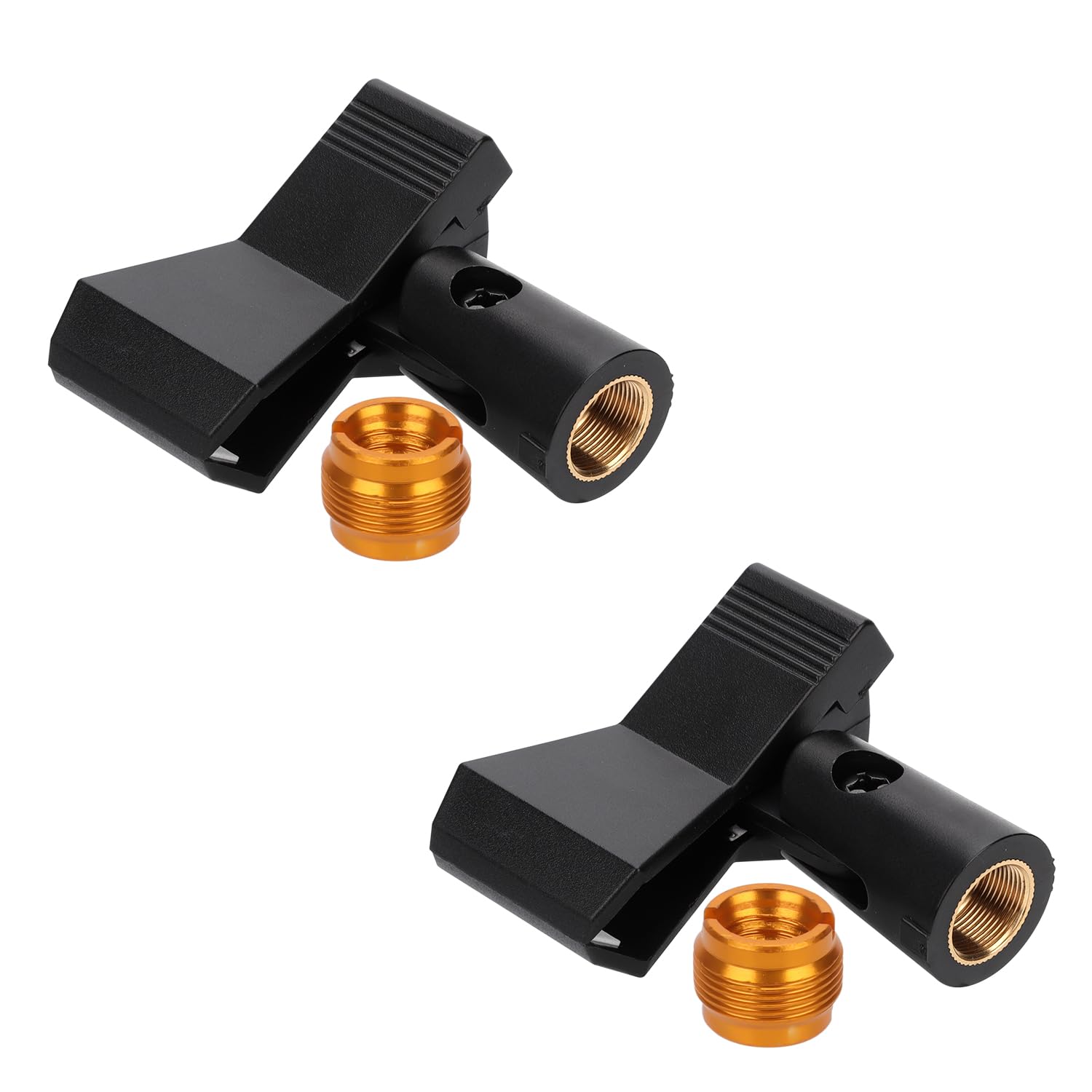 2Pcs Mic Clips for Stands, Microphone Clip Holders with 2Pcs 5/8” Male to 3/8” Female Screw Adapter Adjustable Mic Clamp for Wireless and Wired Mics