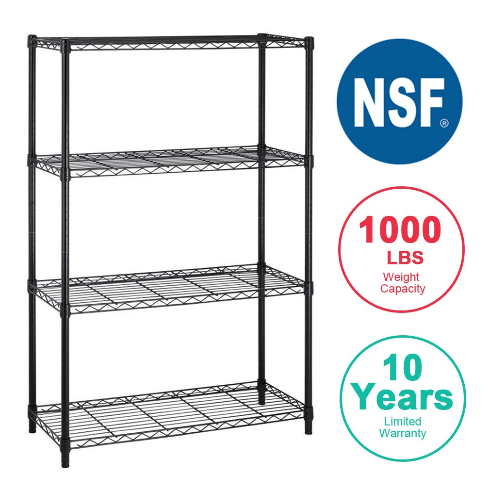 ( incomplete ) shelf Wire Shelving Unit Garage NSF Wire Shelf Metal Large Storage Shelves Heavy Duty Height Adjustable Commercial Grade Steel Utility Layer Shelf Rack Organizer 1000 LBS Capacity -14x36x54,Black