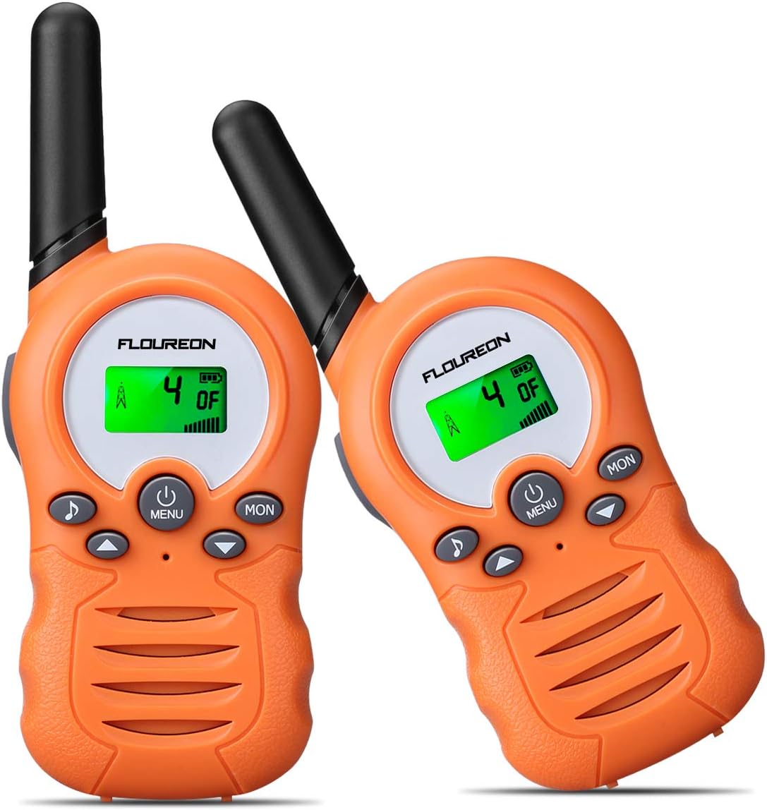 floureon Walkies Talkie for Kids 2 Set Two Way Radio Toy Walky Talky 22 Channel Long Range Distances Children Gift for 3-12 Years Old (Orange)