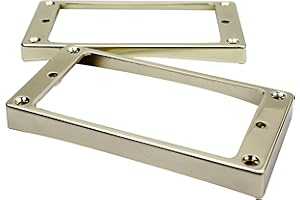 Guyker Curved Bottom Metal Humbucker Pickup Mounting Ring Set - Bridge and Neck Pickups Cover Frame Replacement Compatible with Les Paul LP Style Electric Guitar or Precision Bass(2PCS, Golden)
