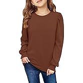 storeofbaby Girls Long Sleeve Shirts Casual Crewneck Tops Loose Fit Plain Tunic