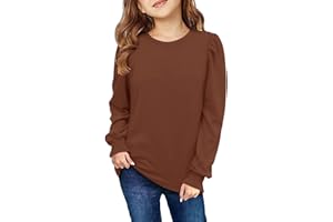 storeofbaby Girls Long Sleeve Shirts Casual Crewneck Tops Loose Fit Plain Tunic