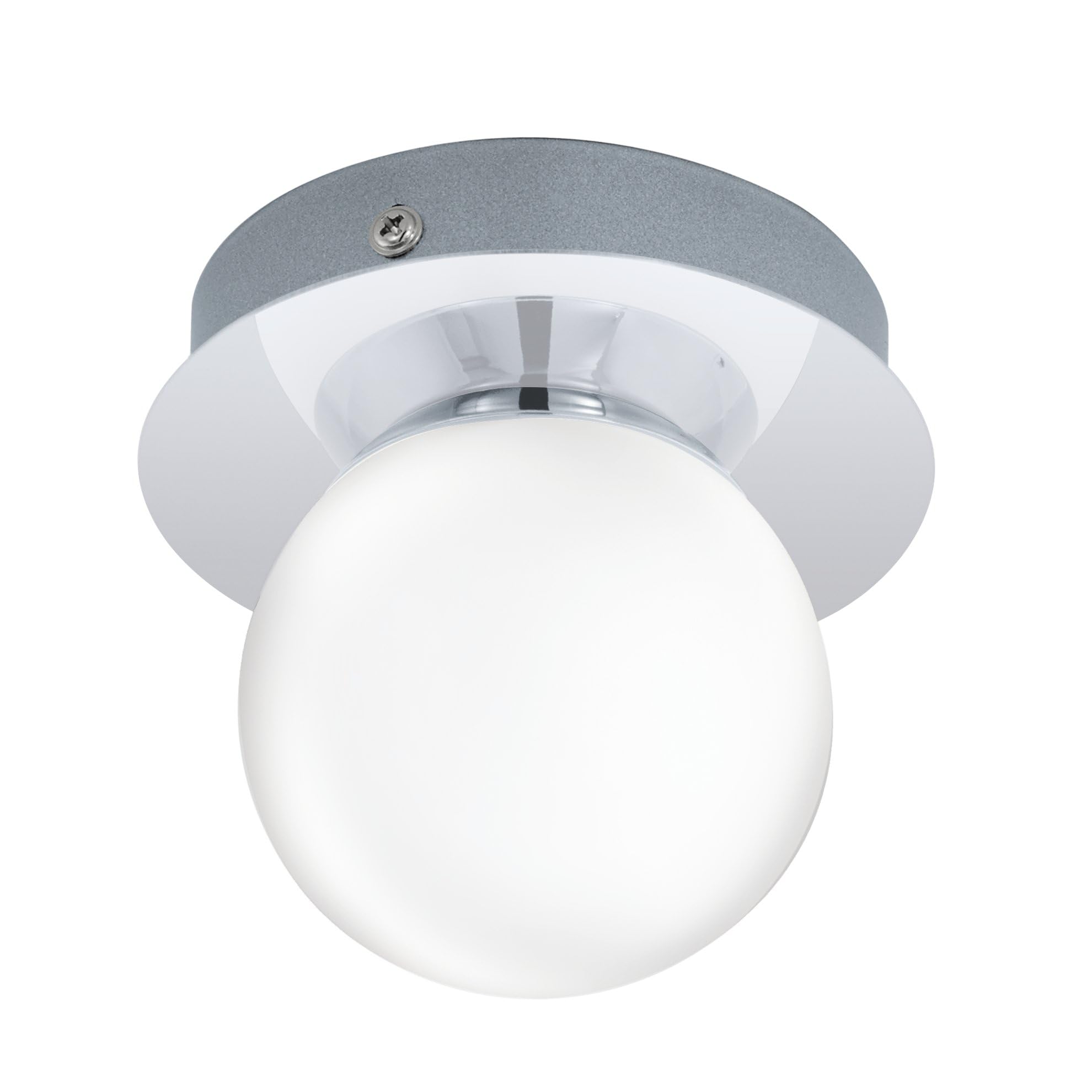 Eglo LED Mosiano Ceiling Light, Bathroom wall Light, Bathroom lamp Made of Stainless Steel in Chrome and Opal Frosted Glass in White, LED Moisture-Proof Light, Warm White, IP44, D 11 cm โ image 1