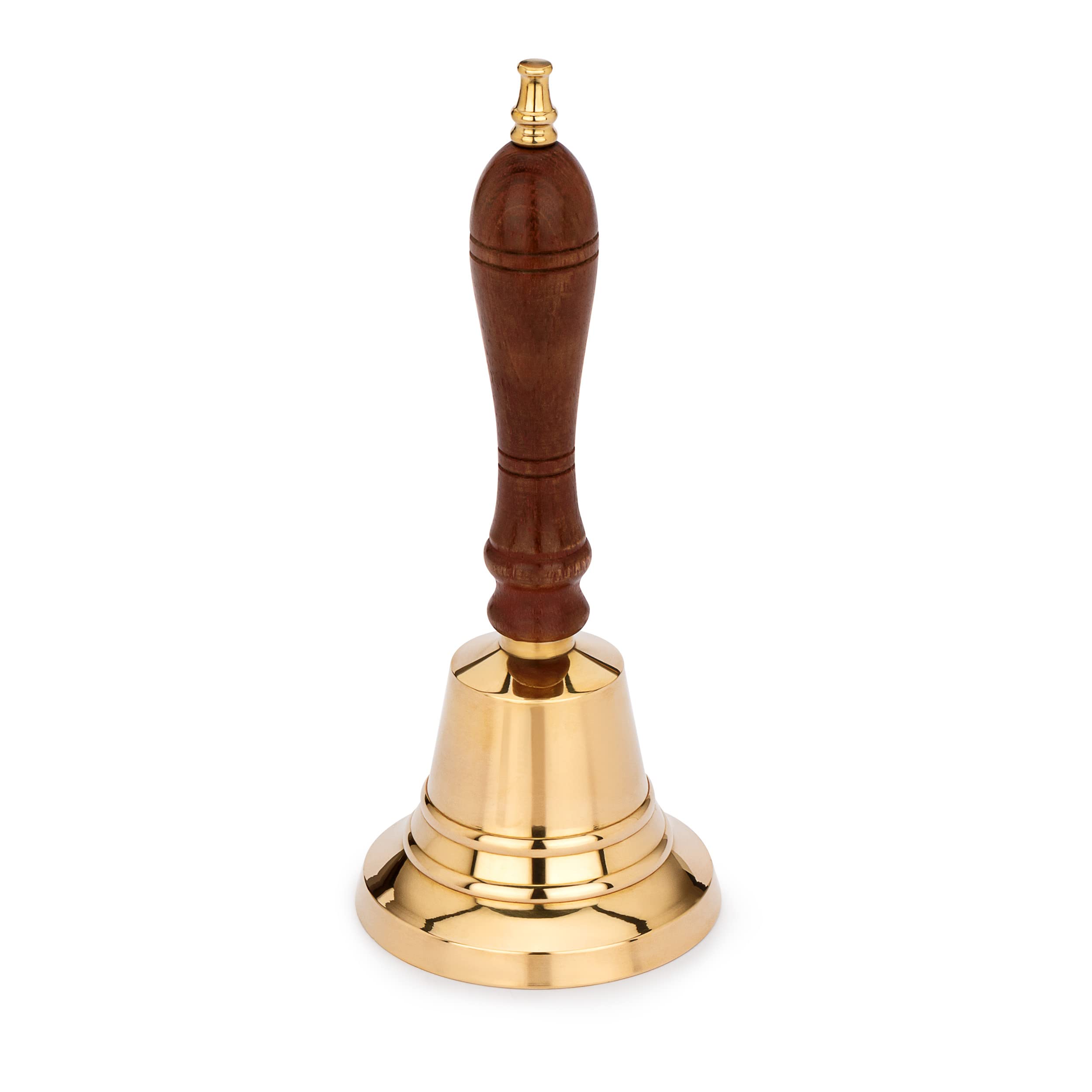 NKlaus Maritime table bell brass with wooden handle 18 cm high table bell handbell 11579