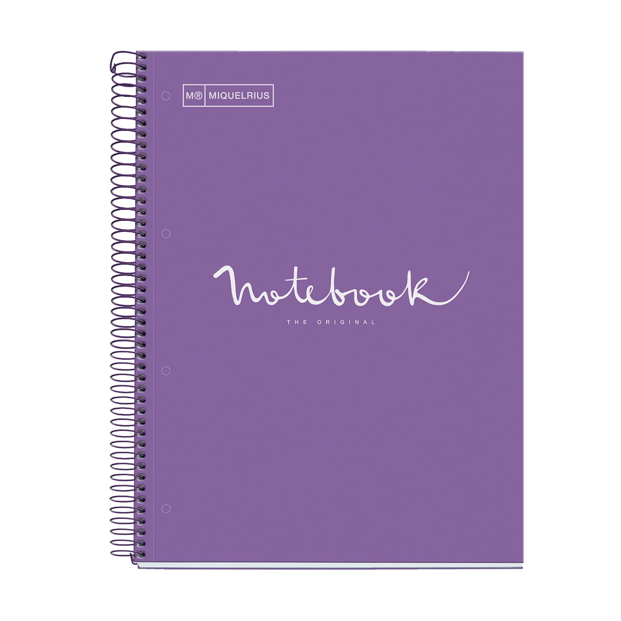 Miquelrius - A4 Notebook Emotions, 80 Sheets 90 g/m², Dotted Ruled (Dots), 1 Colour Strip, Microperforated Spiral, Extra Rigid Cover, 4 Drills, Purple