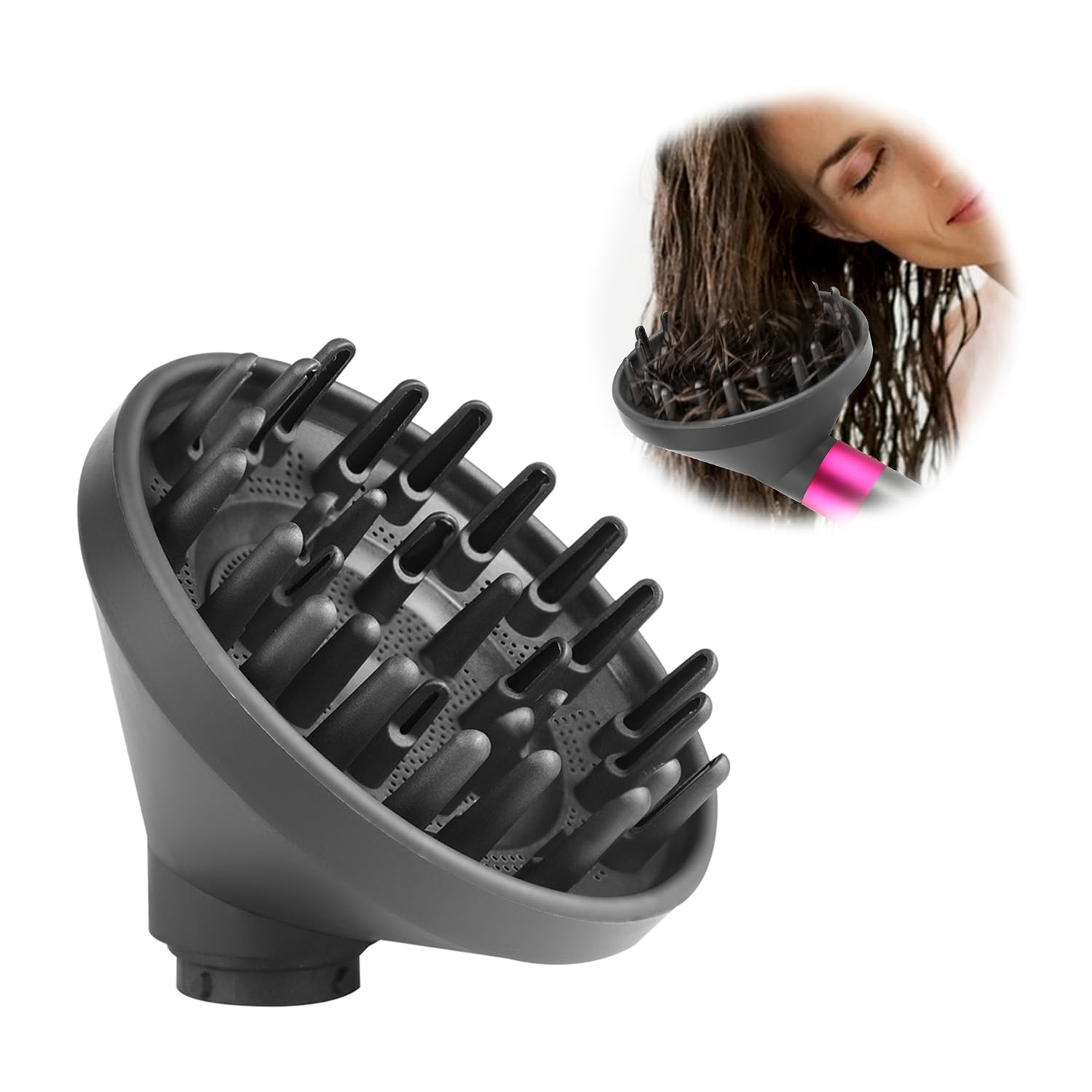 Photo 1 of NINEBIRD Upgraded Diffuser Nozzle Attachment Compatible with Dyson Airwrap Styler Accessaries Parts,Converting for Airwrap Styler to Hair Dryer (Grey)