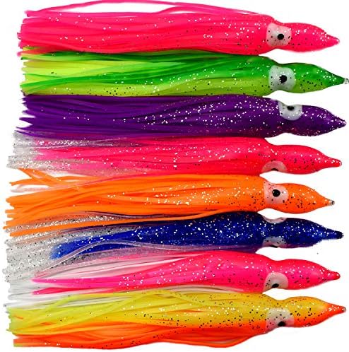 Jumping fish 100pcs 9cm/3.54in Octopus Squid Skirt Fishing Lures Bait Hoochie Trolling Soft Lure Set
