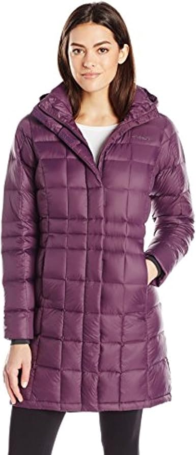purple long turbodown jacket coat