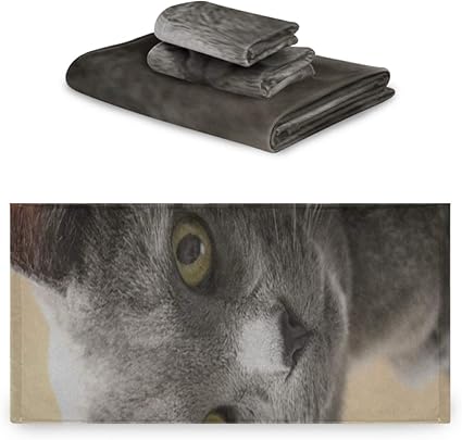 Serviettes De Fantaisie Ensembles De Salle De Bain Chat Gris Chat Vieux Chat Felin Domestique Cheveux Courts Ensemble De Serviettes Pour Femmes Extremement Absorbant Magnifique Ensemble De Serviett Amazon Fr Cuisine Maison