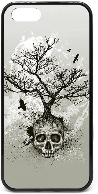 Iphone5 SE Case, Cool Skull Tree Black Eagle Black Soft Rubber TPU Bumper Case, Customized Iphone 5S Skull Eagle Case