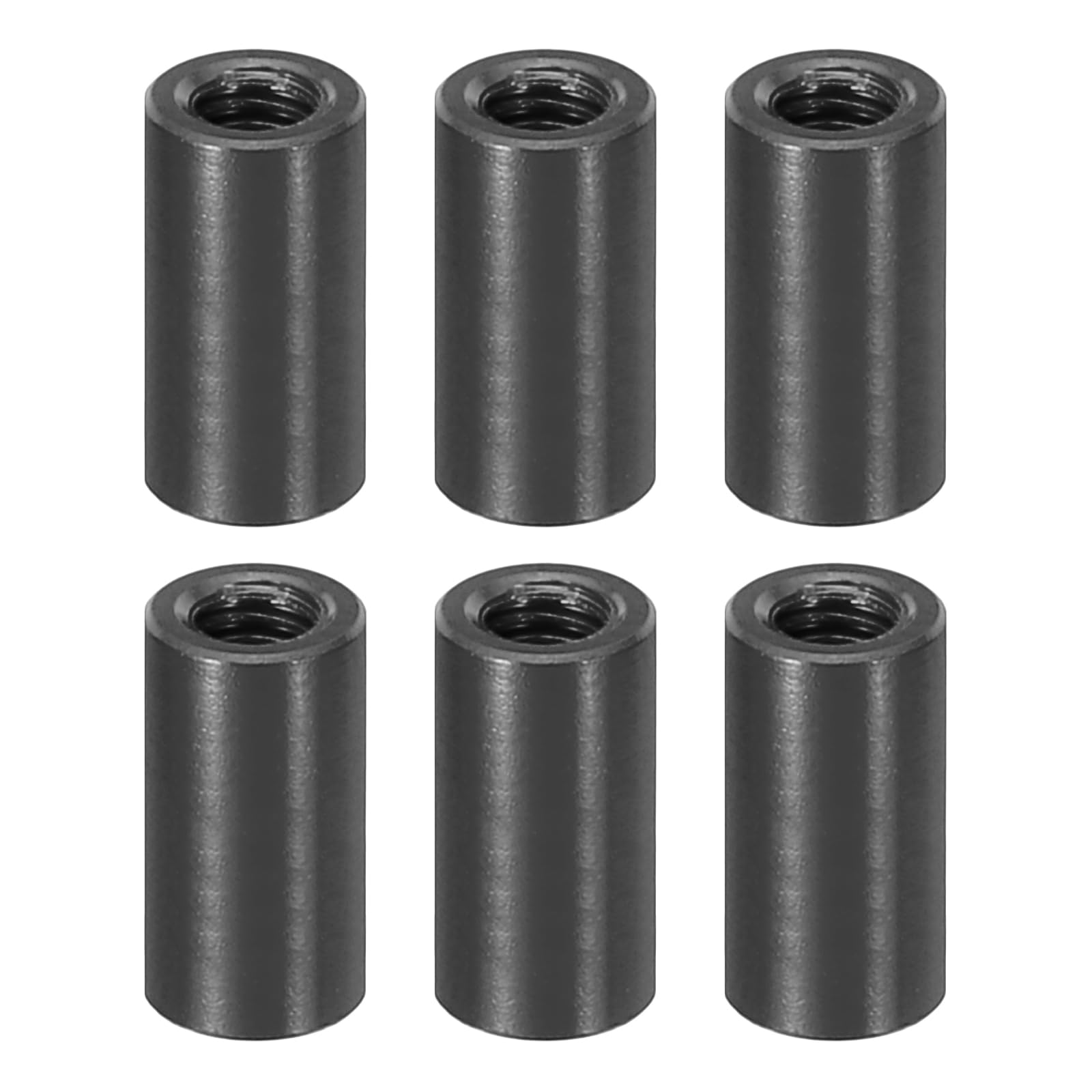 PATIKIL 6pcs M3 Metal Threaded Standoff Spacer Nuts, Round Aluminum Spacers Female Coupling Screws, 1/8" ID x 3/16" OD, Black, (12mm L) โ image 1