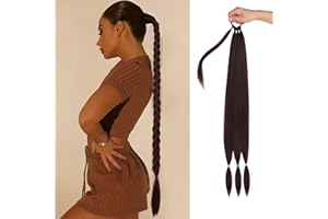 RuiYok 26 Inch Long DIY Braided Ponytail Extension With Elastic Tie Straight Sleek Wrap Around Braid Hair Ponytail Extensions