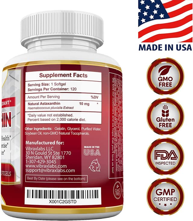 Astaxanthin 10mg Supplement / Best Pure Antioxidant from Microalgae