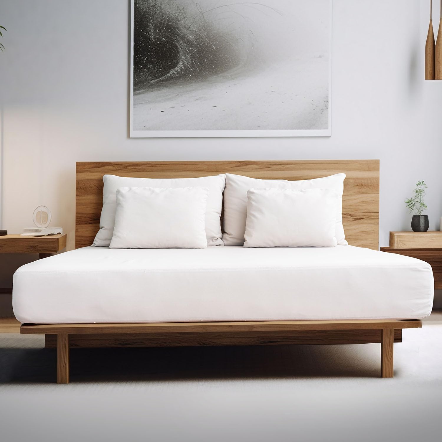 200 Thread Count Double Bed Sheets Fitted- 100% Egyptian Cotton Fitted Sheet- Easy Care Bottom Sheet- White