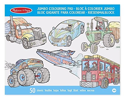 Melissa & Doug Jumbo Colouring Pad: Vehicles - 50 Pages of White Bond Paper (28 x 36 cm)