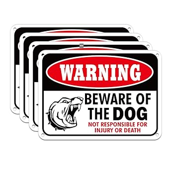 Amazon Com Waahome Beware Of Dog Sign 7 X10 Beware Of Dog Warning Signs For Fence Yard Pack Of 4 Industrial Scientific