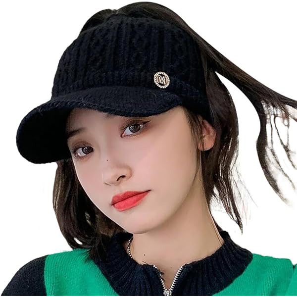 Fancet Womens 100% Merino Wool Knit Visor Beanie Newsboy Cap Winter Warm Cold Snow Weather Hat