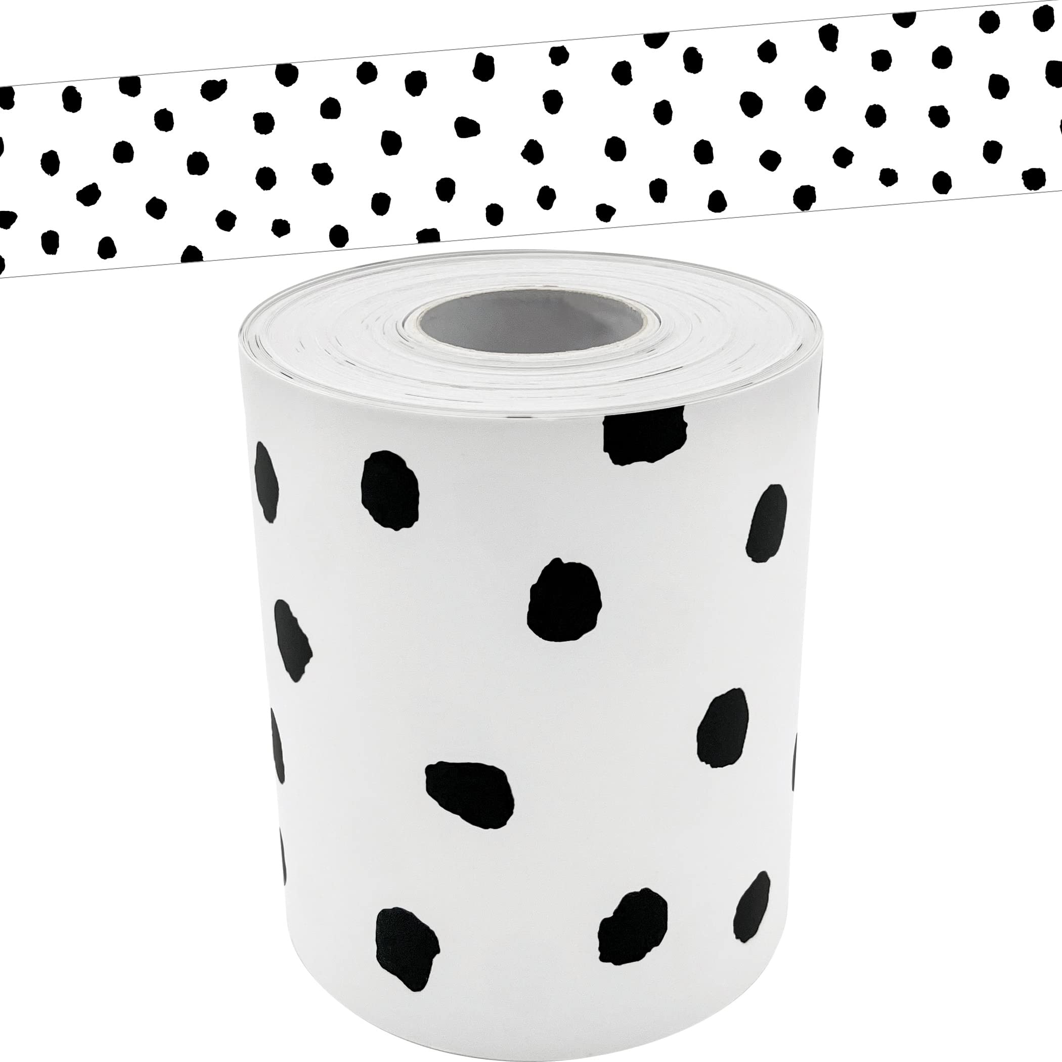 Teacher Created Resources Black Painted Dots on White Straight Rolled ...