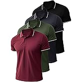 4 Pack Mens Polo Shirts Short Sleeve Moisture Wicking Golf Polo Athletic Collared Shirt Tennis T-Shirt Tops
