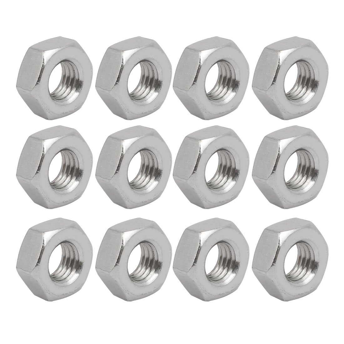 Sourcingmap 12pcs M10 x 1.5mm Pitch Metric Thread 201 Stainless Steel Left Hand Hex Nuts