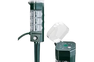 HBN Outdoor Power Strip Timer with Photocell, Countdown Yard Stake(2, 4, 6, 8 Hour),Outside Lights Timer Dusk to Dawn,Weatherproof Extension Cord for Halloween/Christmas Decoration Lights, 6 Outlets