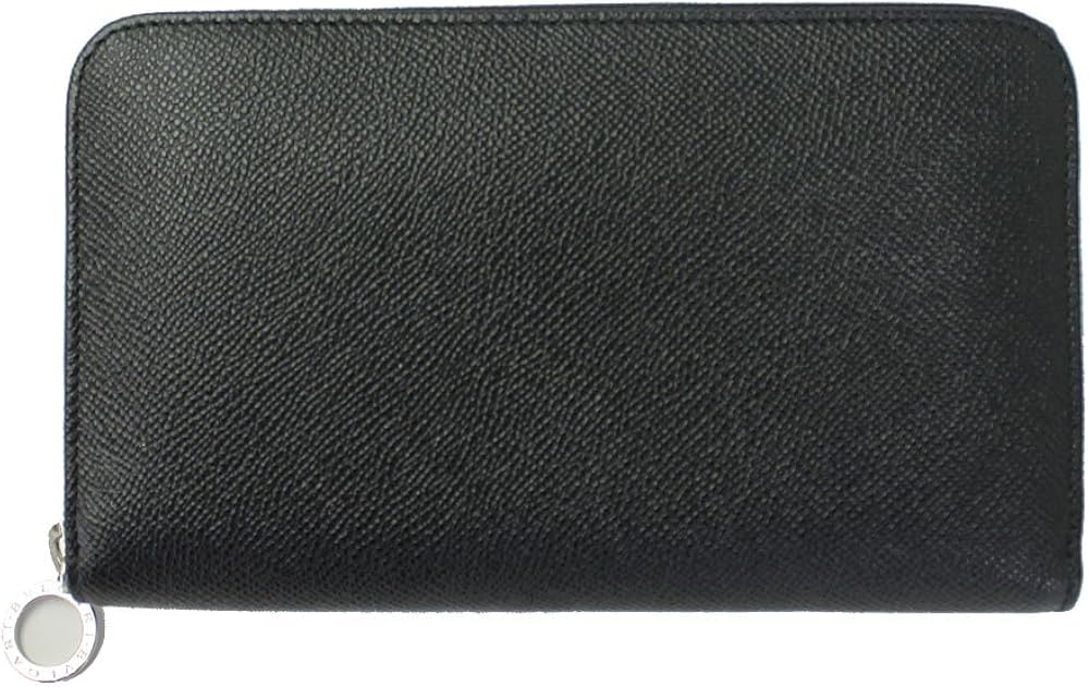 Bvlgari Men's Black Leather Zip Around Long Wallet 36933 Clothing