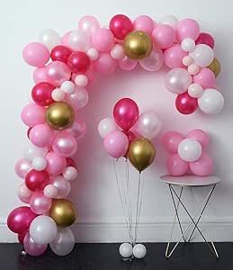Amazon Com Pink Party Balloons 110 Pcs 12in Hot Pink Gold