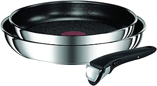 Tefal L94092 Ingenio Preference Pfannen-Set, inklusive Griff, induktionsgeeignet, antihaftversiegelt, Edelstahl, 24 + 28 cm