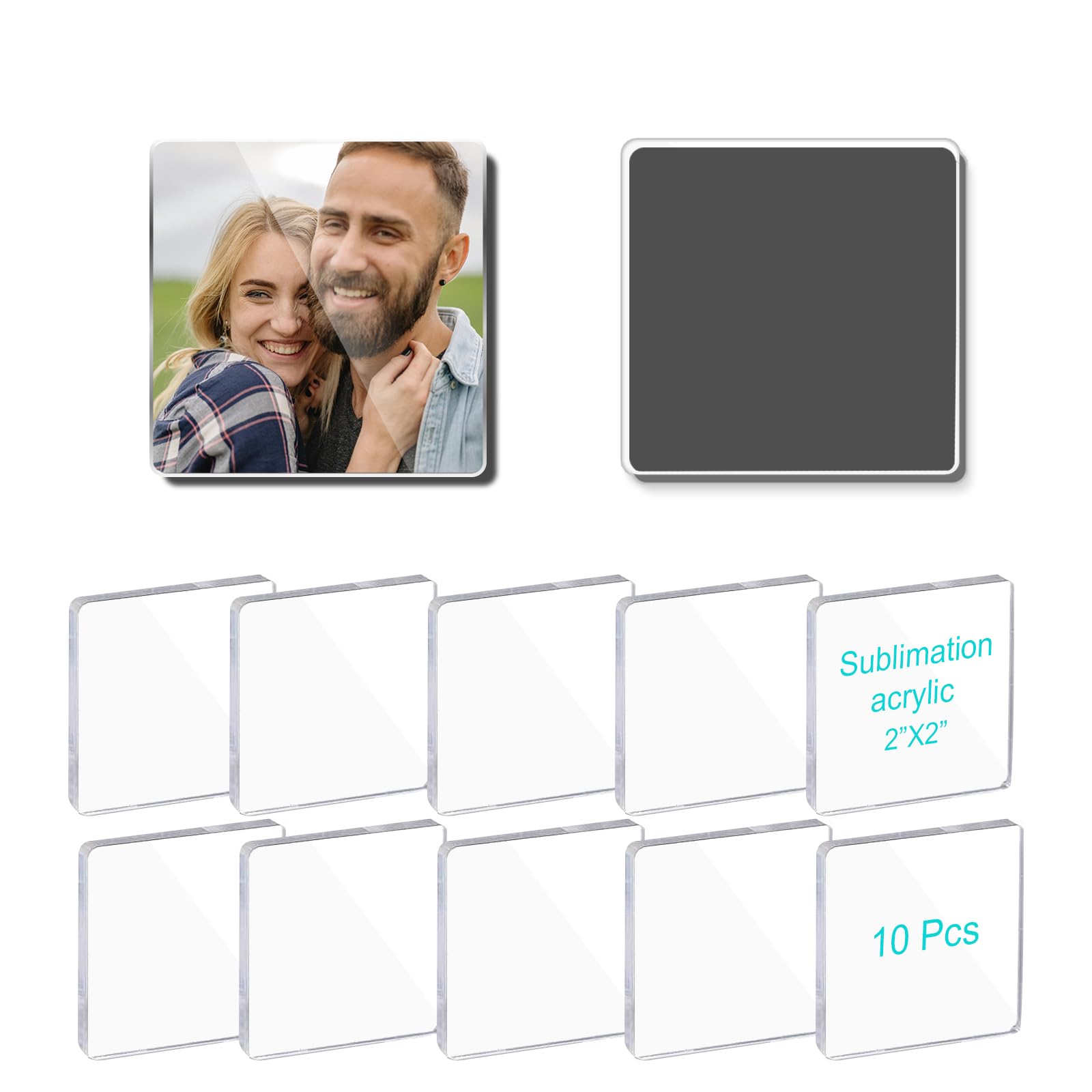 Photo 1 of 10 Pack Acrylic Sublimation Magnet Blanks Set?2”x2” DIY Sublimation Refrigerator Magnets