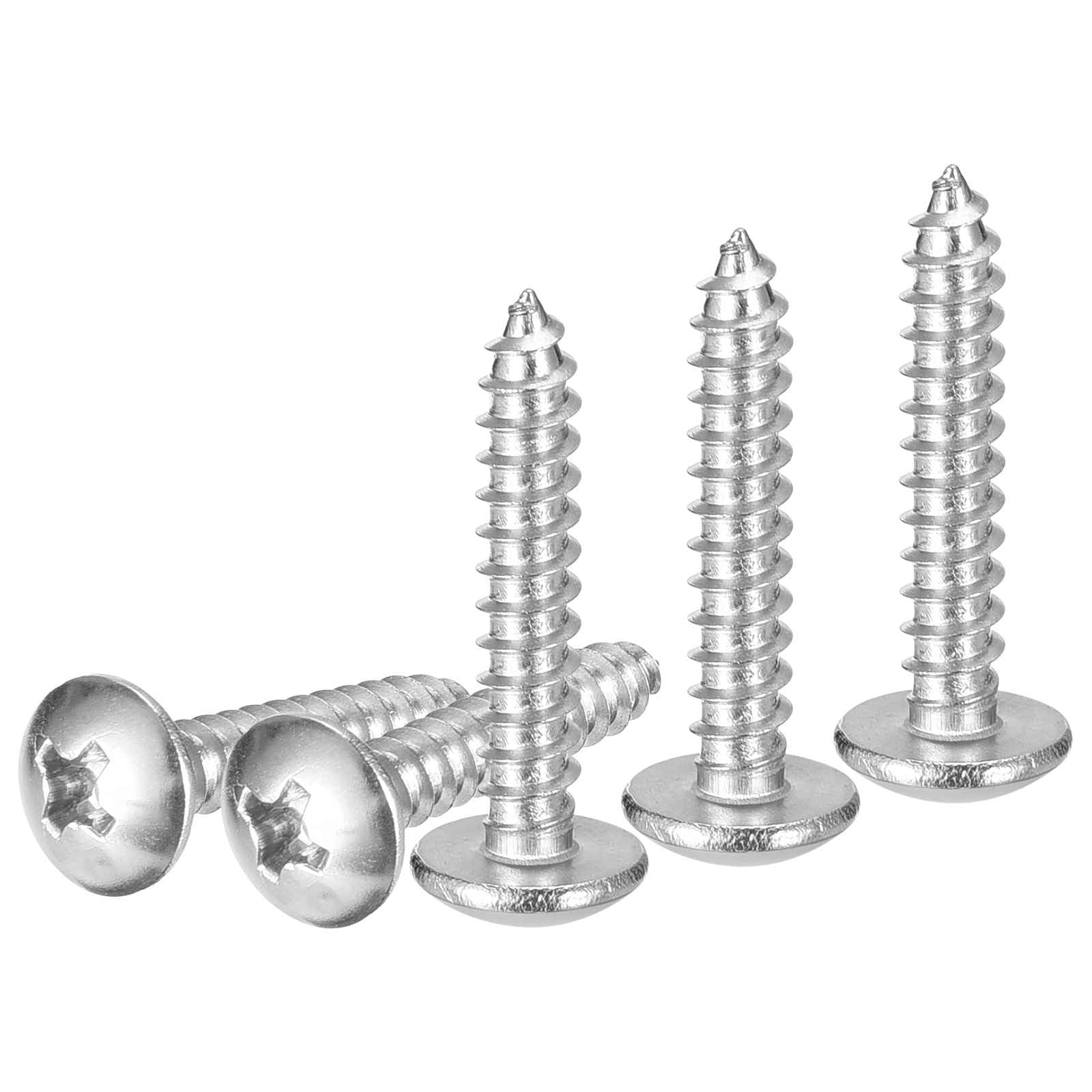 DTGN #6x3/4 Sheet Metal Screws - 100 Pack - for Wood, Furniture - 304 Stainless Steel Phillips Truss Head Self Tapping Tip Wood Screws - Silver