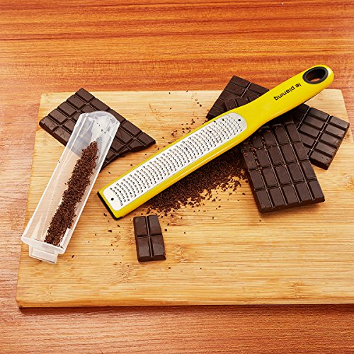 Zester For Kitchen,Cheese,Giner, Spice,Lemon Citrus Grater With Ergonomic Handle,Cover&Cleaning Brush (Yellow) - Thumbnail 4
