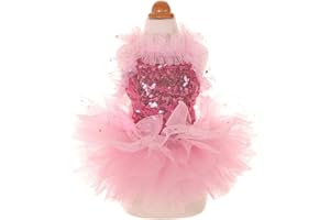MaruPet Fashion Sweet Puppy Dog Blingbling Princess Skirt Pet Dog Lace Cake Camisole Tutu Dress Pink Medium