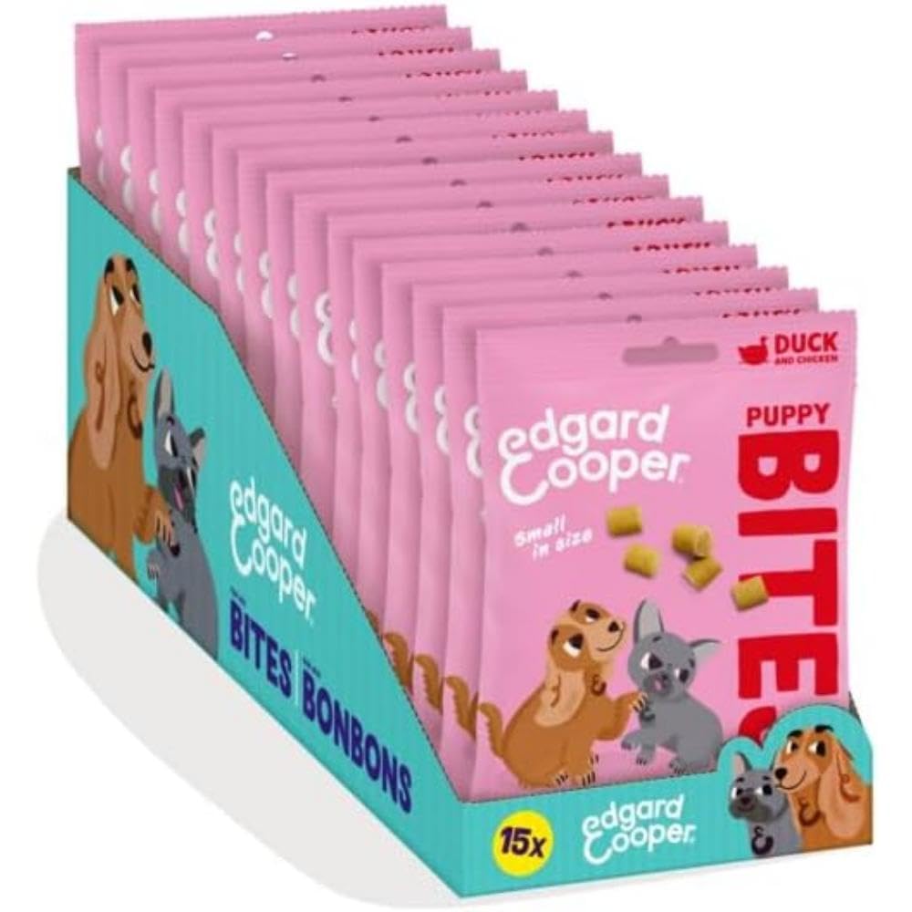 Edgard Cooper Puppy Treats, Duck annd Chicken Puppy Bites Small, 15 x 50g bag, Grain Free, High in Protein fresh meat, full of essential amino acids for healthy insides