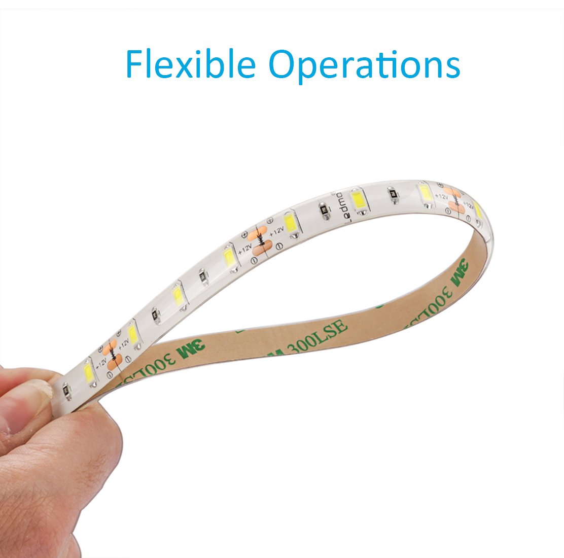 LEDMO LED Strip Lights,Super Bright 600 LEDs SMD2835 6000K Daylight White Waterproof 16.4Ft LED Tape for Home/Kitchen/Car/Bar