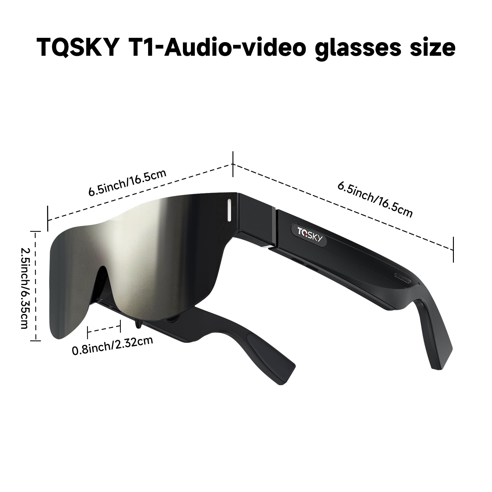 TQSKY T1 AR Glasses with T-Box, Portable Massive 1080P Screen, Built-in 150