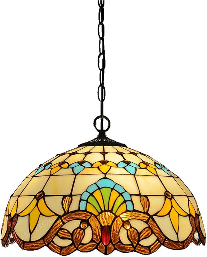 Tiffany Estilo Pendant Lámpara,1-luz Vidrieras Lámpara De Araña Retro