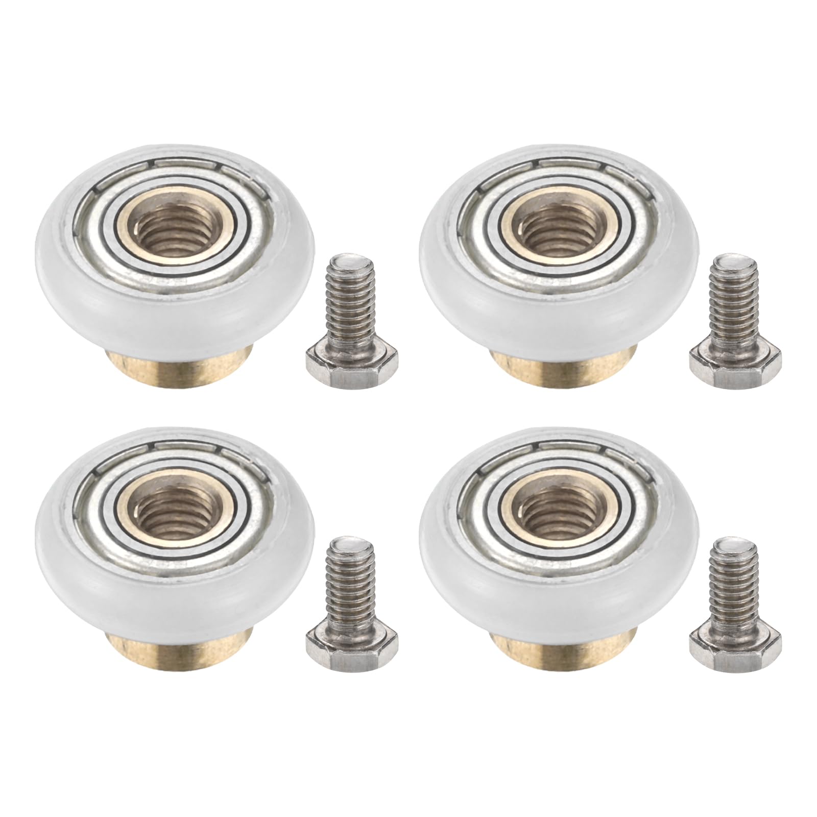Photo 1 of PATIKIL Shower Door Rollers 20mm/0.8", 4 Pack Bathroom Glass Sliding Door Pulleys Shower Glass Door Rollers Replacement for Bathroom Kitchen Glass Sliding Door, White