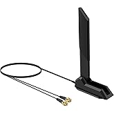 External WiFi 6 6E Tri-Band Antenna 6GHz 5.8GHz 2.4GHz Magnetic Base Antenna with RP-SMA Connector for PC Desktop Computer Asus Rog Strix Gigabyte Aorus Gaming WiFi Motherboard Card, Slinkdsco