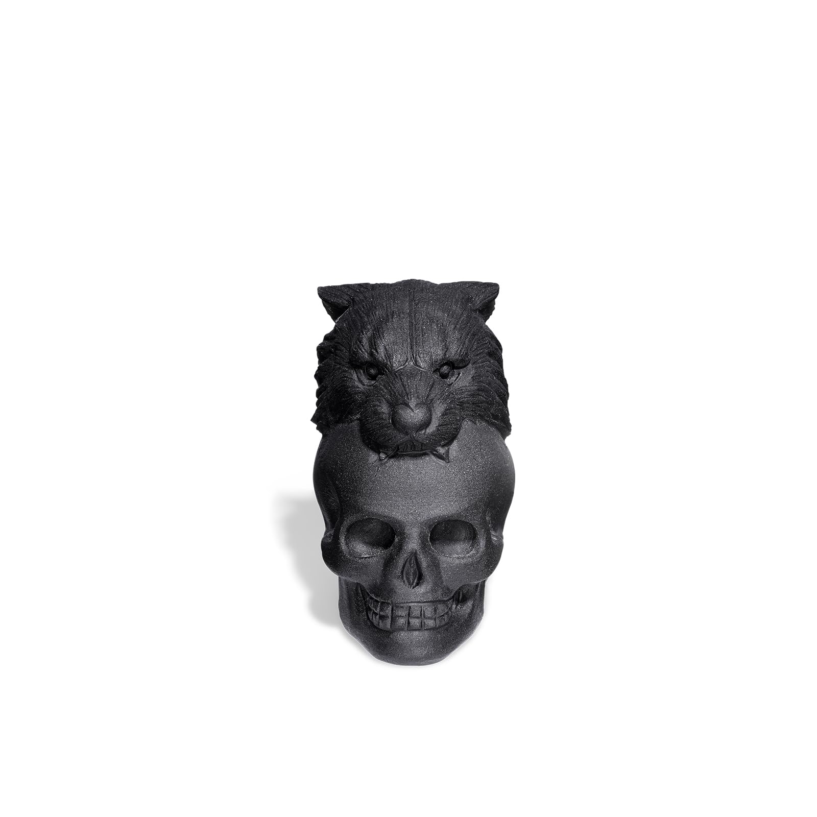 AWNL Leopard Head Skull Ornament With Matte Obsidian,Natural Gemstone Head Sculpture,Statues Home Decoration Gift,1.57''x 1.38''x 2.36''