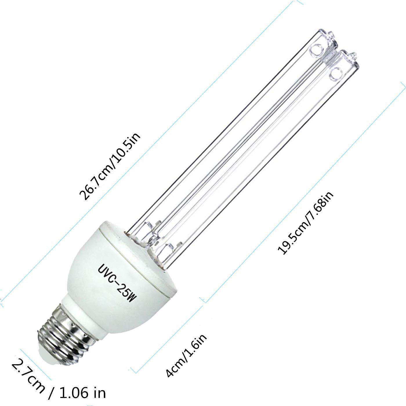 Fluorescent Tubes UVC Germicidal Bulb 25w E26/E27 Screw Socket UV Light