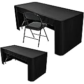 Nasitos 2 Pack Black Tablecloth for 8FT Trade Show Table Covers-Open Back Folding Tablecloths Washable Fabric and Wrinkle Resistant Table Covers for Craft Show, Display Table, Parties, Birthday