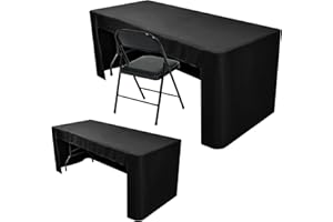 Nasitos 2 Pack Black Tablecloth 6 Foot-Open Back Fitted Tablecloth Rectangle Table, Washable Fabric Trade Show Table Cover fo